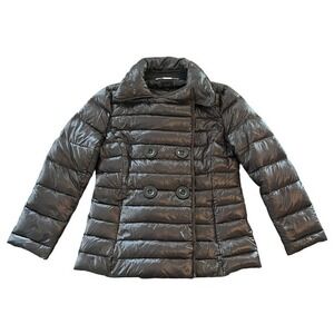 Coatology New York Down Fill Puffer Jacket Double Breasted Quilted Brown Size Ml